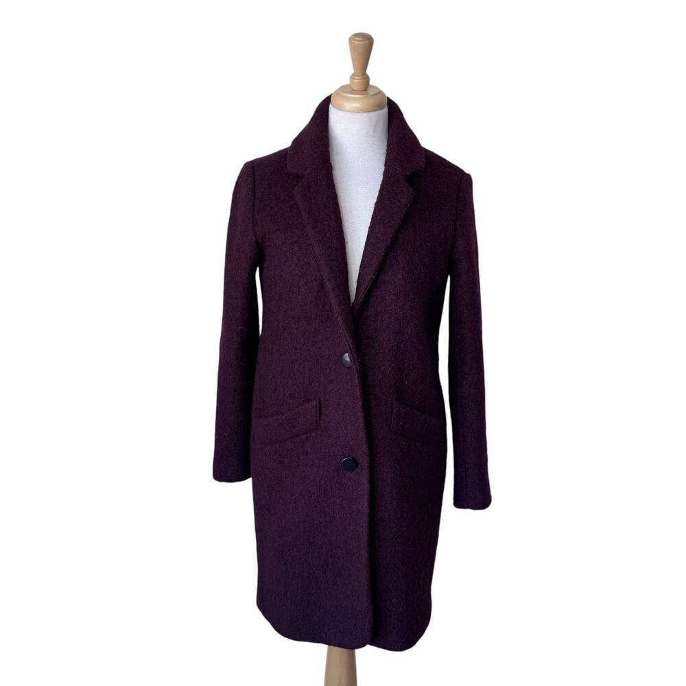 ANDREW MARC Marc New York Paige Boucle Wool Blen Coat in Burgundy Size 2